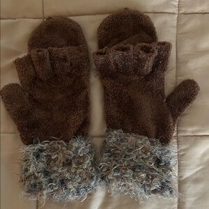 Mittens/Fingerless Gloves with Fuzzy Cuffs